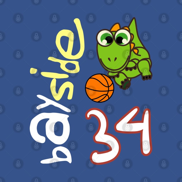 Bayside Dinosaurs Wavy Retro Basketball Jersey #34 by WavyDopeness