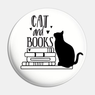 cat and books Pin