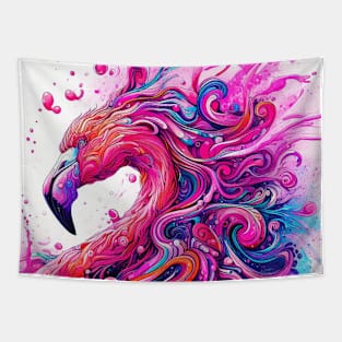 Abstract painting of a pink flamingo Tapestry