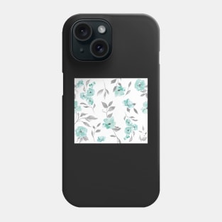 Mint and Grey Light Floral Phone Case