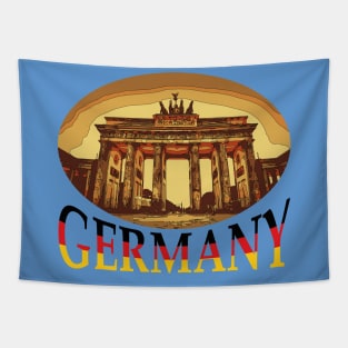 Germany - Berliner Tor grafic design with official german flag colors European Country Tapestry