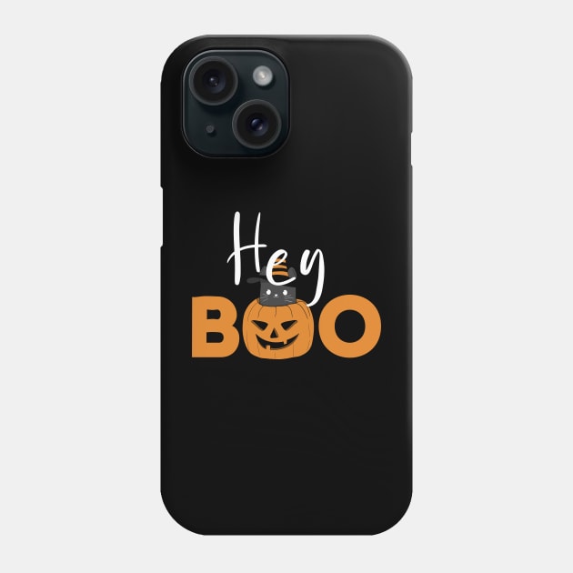 Hey Boo Cute Pumpkin Cat Phone Case by Rishirt