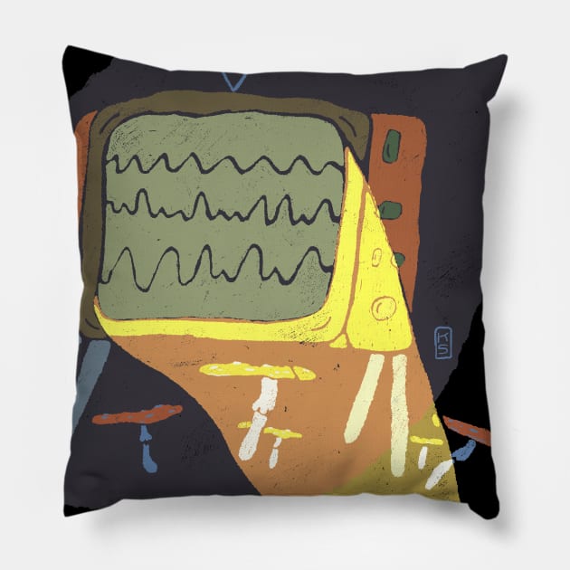 TV mushroom Pillow by flywithsparrows