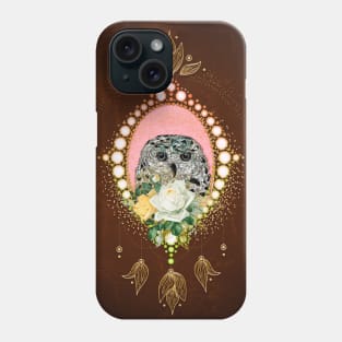 Elegant owl head with flowers Phone Case