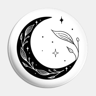 Art Deco Floral Crescent Moon Pin