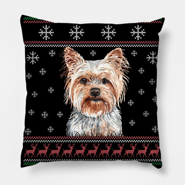 Cute Yorkshire Terrier Dog Lover Ugly Christmas Sweater For Women And Men Funny Gifts Pillow by uglygiftideas