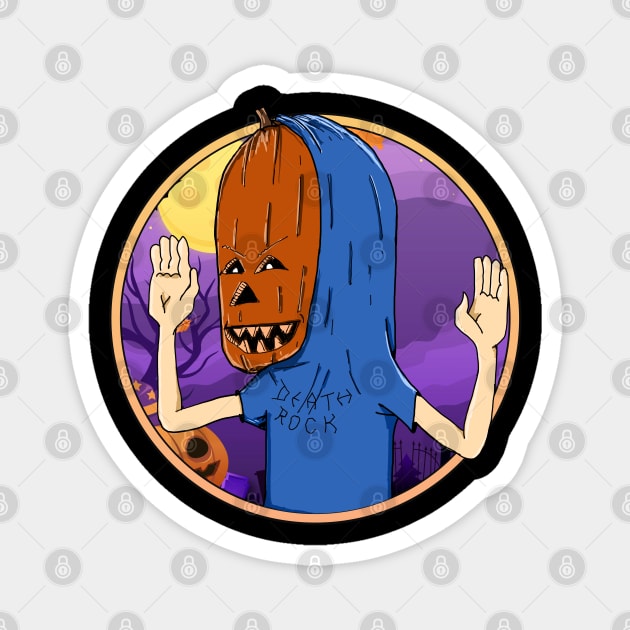 Halloween Beavis Pumpkinhead Magnet by DeathAnarchy