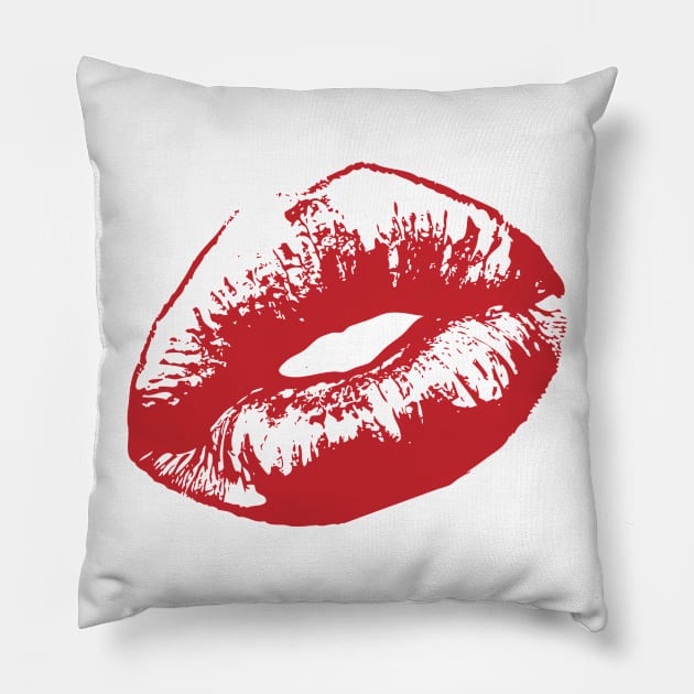 RED LIPS Pop Art Pillow by BruceALMIGHTY Baker