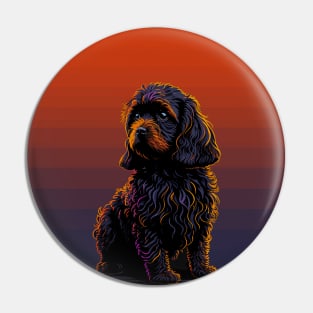 Cavapoo retro sunset Pin