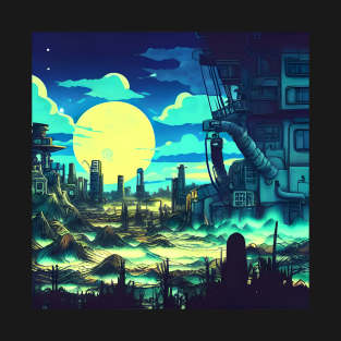 post-apocalyptic land on a starry night T-Shirt