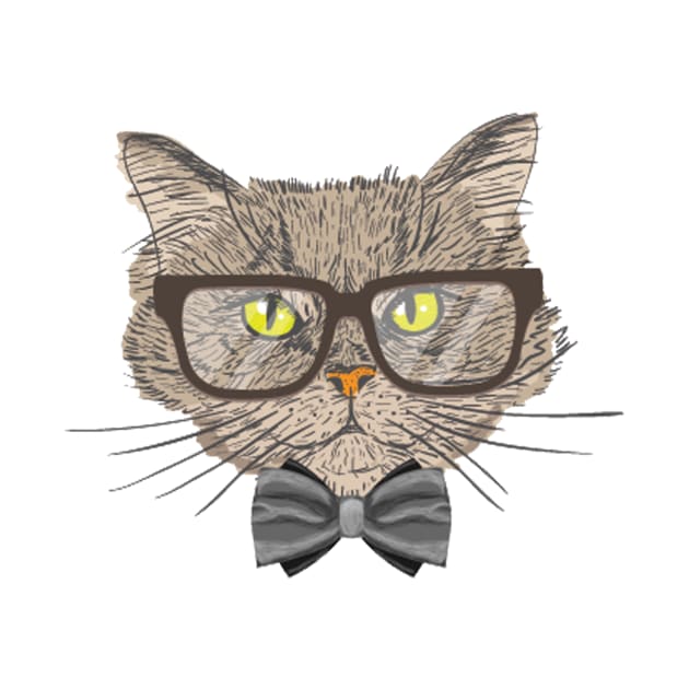 Grey cat wearing a bow tie by edwardecho