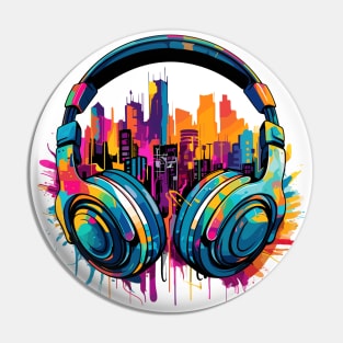 Headphone Music Non Stop Fun Urbain City Life Pin