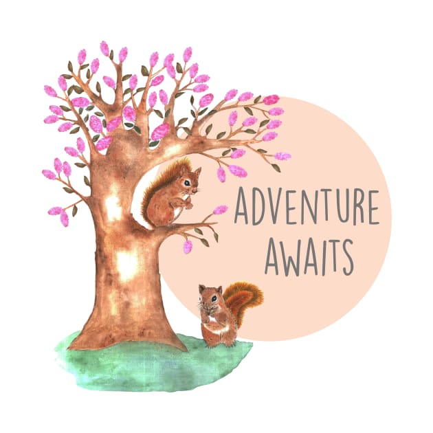 adventure awaits, squirrel in the tree by LatiendadeAryam