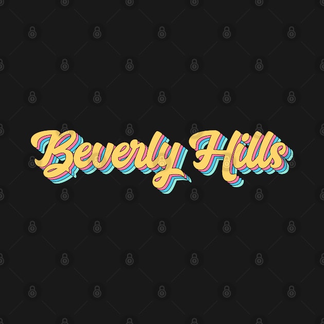 Beverly Hills California Retro Yellow Script by modeoftravel