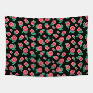 Pixel Rose Pattern Tapestry