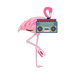 Pink Flamingo Retro Cassette Player T-Shirt