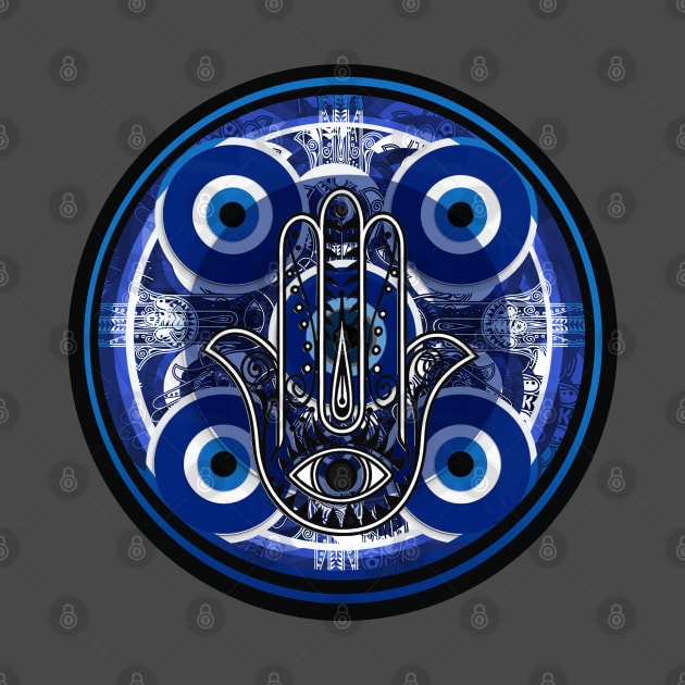 Hamsa Evil Eye Mandala by Aurora X