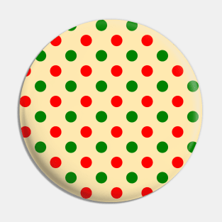 Christmas - Green and Red Polka Dots Pattern on Beige Background Pin