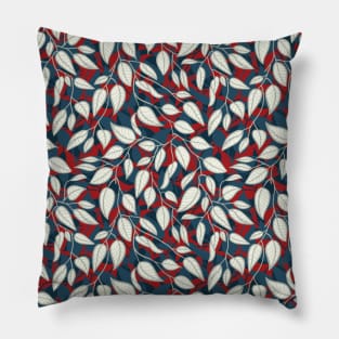 Minimalist Leaf Line Art Illustration as a Seamless Surface Pattern Design Pillow