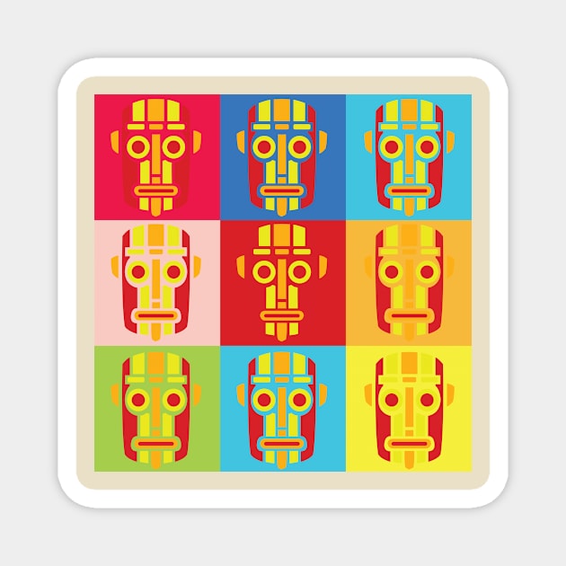 Red retro pop art mask pattern Magnet by TShirtGuy2267