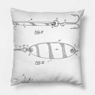 Fishing Lure Vintage Patent Hand Drawing Pillow