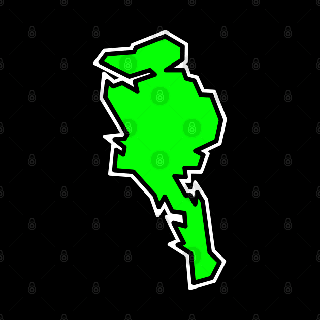 Quadra Island BC Outline in Lime Green - Simple Silhouette - Quadra Island by City of Islands