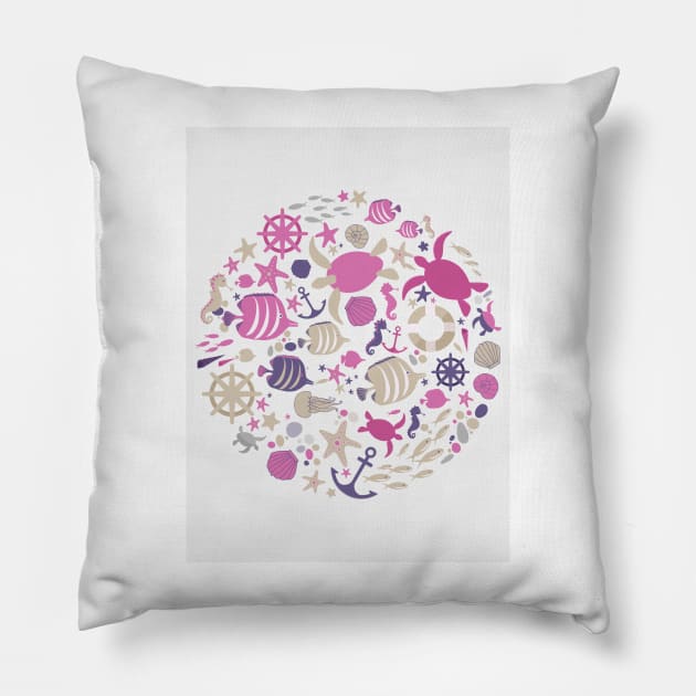 Save The Ocean Keep The Sea Plastic Free Turtle Scene Pillow by IstoriaDesign