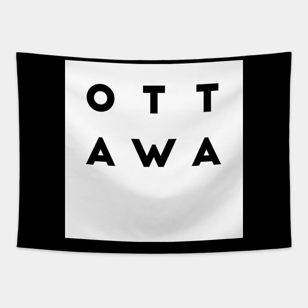 Ottawa | White square, black letters | Canada Tapestry by Classical