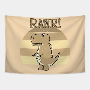 Cute Angry T-Rex Dinosaur Sepia Retro Sunset RAWR Tapestry