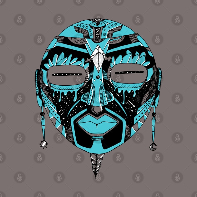 Blue Grey African Mask 2 by kenallouis