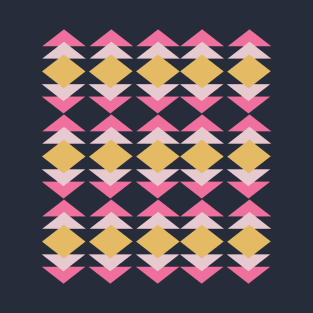 Pink and Amber Geometric Shapes Quilt Design T-Shirt