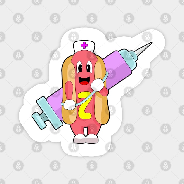 Hotdog Nurse Syringe Magnet by Markus Schnabel