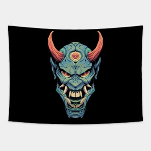 Blue Oni Mask Tapestry