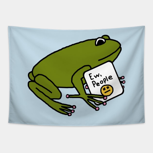 Green Frog Says Ew People Tapestry by ellenhenryart