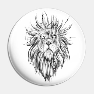 Sketch Style Lion with Geometrical Lines Pin