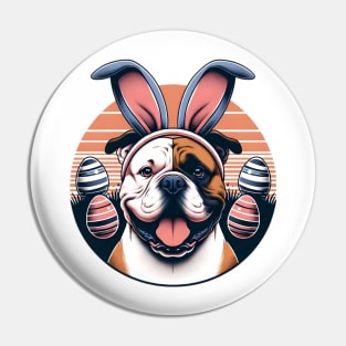 American Bulldog with Bunny Ears Welcomes Easter Pin