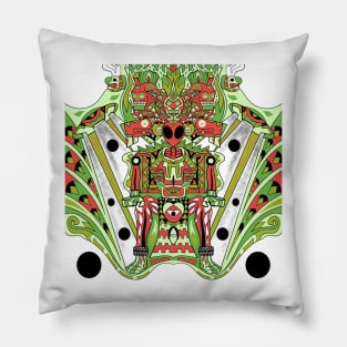 alien mictlan in ecopop throne of underworld art Pillow