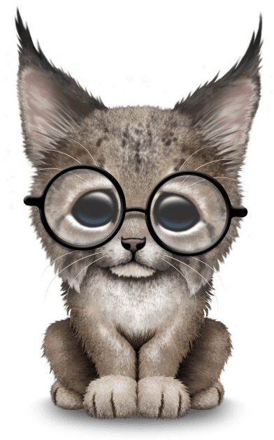 Cute Baby Lynx Cub Wearing Glasses Kids T-Shirt by jeffbartels