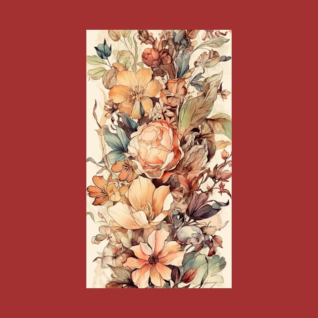 Western Pioneer Watercolor Floral with Watercolor Flowers by Kertz TheLegend