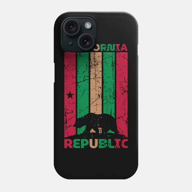 California Republic US State Cool Distressed Bear Silhouette and Star with CA Flag Color STATE-7 Phone Case by itsMePopoi