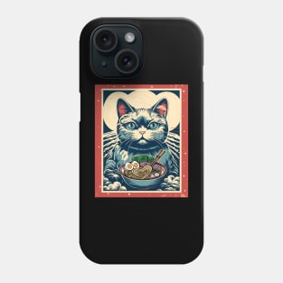 Retro Japanese Kawaii Anime Ramen Men Kids Women Cat Ramen Phone Case