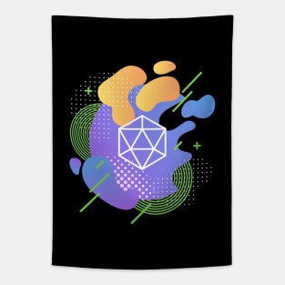 Colorful Retro D20 Dice Tabletop RPG Addict Tapestry