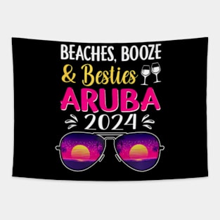 Beaches Booze Besties Aruba 2024 Vacation Spring Break Tapestry