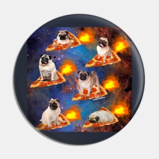 Pugs in Space Riding Pizza Pin