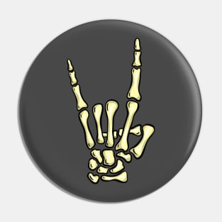 Metal Fingers Rock Creepy Halloween Skeleton Hand Gesture Swearing Pin