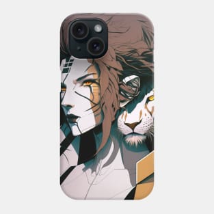 Lady with a White Tiger - Cyberpunk Illustrated Portrait Phone Case