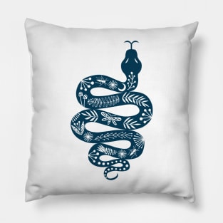 Folk Snake dark blue Pillow