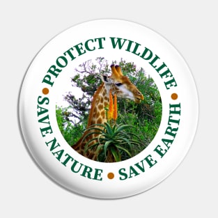 Wildlife Conservation Earth Day Giraffes Pin