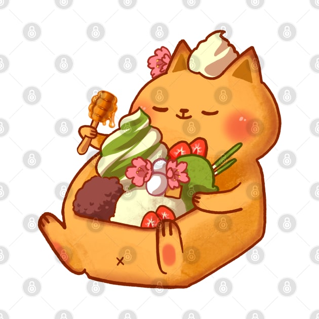 Cute Cat Strawberry Matcha Honey Toast by vooolatility