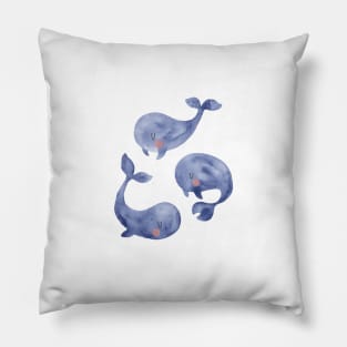 Blue Baby Whales Pillow